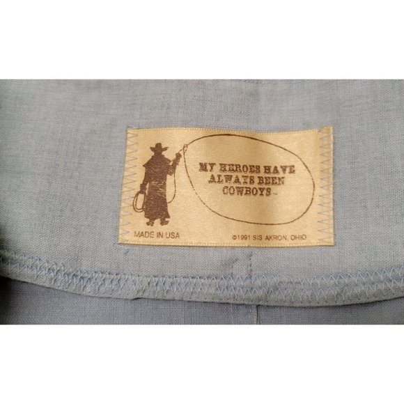 Vtg My Heroes Have Always Been Coyboys Blue Plaid Prairie Dress M? - Picture 10 of 11